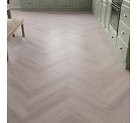 LVT Herringbone Click Vinyl Flooring Premium Waterproof Luxury Vinyl Tile Flooring 2.36m² Coverage Per Pack | Living, Dining Room, Kitchen, Lounge Floor (Pale Driftwood)
