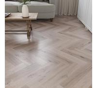 LVT Herringbone Click Vinyl Flooring Premium Waterproof Luxury Vinyl Tile Flooring 2.36m² Coverage Per Pack | Living, Dining Room, Kitchen, Lounge Floor (Limed Oak)