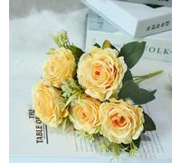 LVTFCO Artificial Flowers for Decoration Silk Rose Peony Mariage Bouquet Fake Flower Christmas Home Wedding Decor Wreath,yellow