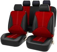 LVTFCO Leather Car Seat Covers for Vauxhall Meriva B B 2010-2017, Custom Breathable Seat Covers Protectors Waterproof NonSlip Full Set Interior Accessories, Black Red