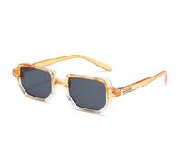 LVTFCO Retro Rectangle Rivets Men Punk Gradient Sunglasses Shades UV400 Fashion Olive Green Sun Glasses,Orange grey,One size