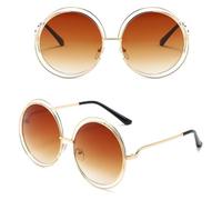 LVTFCO Round Oversized Sunglasses Women Big Circle Gradient Mirror Sun Glasses Female Metal Frame Cool Eyewear,C4,One size