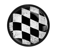 LVTISEE 4 Pack Kitchen Cabinet Knobs, Dirty Chequered Flag Black White Checked Pattern Round Drawer Pulls with Screws Drawer Handles Door Hardware for Dresser Cabinets