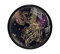 LVTISEE 4 Pack Kitchen Cabinet Knobs, Golden Fire Phoenix Round Drawer Pulls with Screws Drawer Handles Door Hardware for Dresser Cabinets