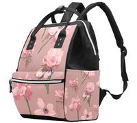 LVTISEE Blooming Pink Floral Diaper Bag Mummy Backpack Nappy Nursing Bag for Baby Care