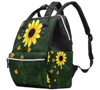 LVTISEE Bright Sunflower on Green Diaper Bag Mummy Backpack Nappy Nursing Bag for Baby Care