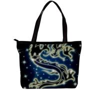 LVTISEE Celestial Chinese Dragon in the Night Sky Tote Bag for Women Top-Handle Purse Zipper Shoulder Bag Hobo Travel Shopping Handbag