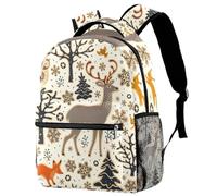 LVTISEE Christmas Deer Owl Fox Animals Backpack Hiking Travel Rucksack School Bag Bookbag for Men Women