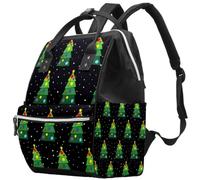 LVTISEE Christmas Tree on Black Diaper Bag Mummy Backpack Nappy Nursing Bag for Baby Care