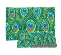 LVTISEE Colorful Peacock Feather Pattern Placemats for Dining Table Set of 4, Cloth Table Runner Heat-Resistant Stain Resistant Washable Kitchen Table Mats