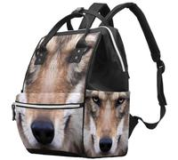 LVTISEE Cool Wolf Face Diaper Bag Mummy Backpack Nappy Nursing Bag for Baby Care