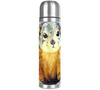 LVTISEE Cute Little Squirrel in the Hole Painting Pattern Vacuum Flask Bottle Insulated Water Bottle Compact Stainless Steel Coffee Travel Mug 500ml