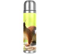 LVTISEE Cute Squirrel Pattern Vacuum Flask Bottle Insulated Water Bottle Compact Stainless Steel Coffee Travel Mug 500ml