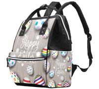 LVTISEE Happy Easter Colorful Eggs on Old Wood Diaper Bag Mummy Backpack Nappy Nursing Bag for Baby Care