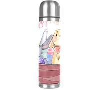 LVTISEE Happy Easter Cute Rabbit and Eggs Vacuum Flask Bottle Insulated Water Bottle Compact Stainless Steel Coffee Travel Mug 500ml