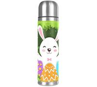 LVTISEE Happy Easter Day Rabbit and Colorful Eggs Vacuum Flask Bottle Insulated Water Bottle Compact Stainless Steel Coffee Travel Mug 500ml