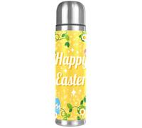 LVTISEE Happy Easter Eggs with Rabbit Flowers Pattern Vacuum Flask Bottle Insulated Water Bottle Compact Stainless Steel Coffee Travel Mug 500ml