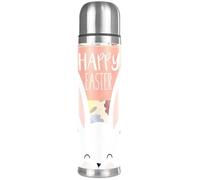 LVTISEE Happy Easter Floral Bunny Rabbit Vacuum Flask Bottle Insulated Water Bottle Compact Stainless Steel Coffee Travel Mug 500ml
