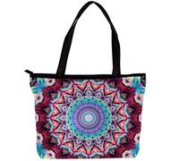 LVTISEE Hippie Mandala Bohemian Psychedelic Pattern Tote Bag for Women Top-Handle Purse Zipper Shoulder Bag Hobo Travel Shopping Handbag