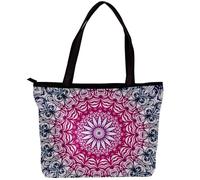 LVTISEE Hippie Mandala Bohemian Psychedelic Tote Bag for Women Top-Handle Purse Zipper Shoulder Bag Hobo Travel Shopping Handbag
