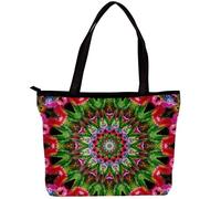 LVTISEE Hippie Mandala Kaleidoscope Psychedelic Pattern Tote Bag for Women Top-Handle Purse Zipper Shoulder Bag Hobo Travel Shopping Handbag