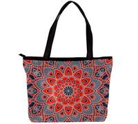 LVTISEE Hippie Mandala Psychedelic Floral Tote Bag for Women Top-Handle Purse Zipper Shoulder Bag Hobo Travel Shopping Handbag