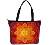 LVTISEE Hippie Mandala Yoga Psychedelic Pattern Tote Bag for Women Top-Handle Purse Zipper Shoulder Bag Hobo Travel Shopping Handbag
