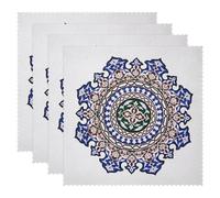 LVTISEE Islamic Geometric Mandala Pattern Square Placemats 1 Piece, Heat-Resistant Stain Resistant Dining Kitchen Table Place Mats, 12x12 Inch