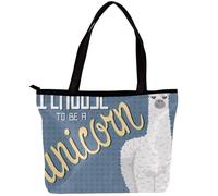 LVTISEE Llama Animal I Choose To Be a Unicorn Tote Bag for Women Top-Handle Purse Zipper Shoulder Bag Hobo Travel Shopping Handbag