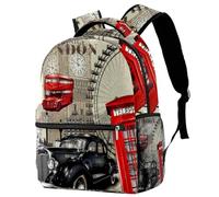 LVTISEE London Red Bus Telephone Tour Pattern Backpack Hiking Travel Rucksack School Bag Bookbag for Men Women