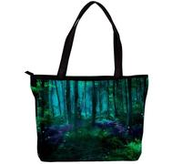 LVTISEE Magical Forest Fairies Create an Enchanted Forest Tote Bag for Women Top-Handle Purse Zipper Shoulder Bag Hobo Travel Shopping Handbag