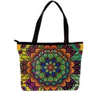 LVTISEE Mandalas Coloring Pattern Tote Bag for Women Top-Handle Purse Zipper Shoulder Bag Hobo Travel Shopping Handbag