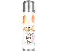 LVTISEE Painting Happy Easter Day Bunny Rabbit Pattern Vacuum Flask Bottle Insulated Water Bottle Compact Stainless Steel Coffee Travel Mug 500ml