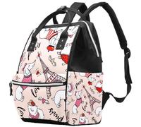 LVTISEE Paris Eiffel Tower Dog Love Diaper Bag Mummy Backpack Nappy Nursing Bag for Baby Care