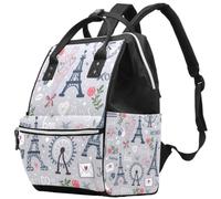 LVTISEE Paris Eiffel Tower Ferris Wheel Diaper Bag Mummy Backpack Nappy Nursing Bag for Baby Care