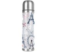 LVTISEE Paris Eiffel Tower Ferris Wheel Vacuum Flask Bottle Insulated Water Bottle Compact Stainless Steel Coffee Travel Mug 500ml