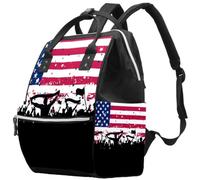 LVTISEE Party Crowd on American Flag Diaper Bag Mummy Backpack Nappy Nursing Bag for Baby Care