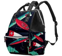 LVTISEE Red Green Carp Fish Diaper Bag Mummy Backpack Nappy Nursing Bag for Baby Care