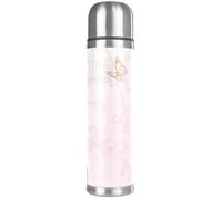 LVTISEE Retro Butterfly and Birdcage Pink Theme Vacuum Flask Bottle Insulated Water Bottle Compact Stainless Steel Coffee Travel Mug 500ml