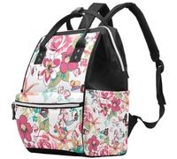 LVTISEE Retro Butterfly on the Flower Diaper Bag Mummy Backpack Nappy Nursing Bag for Baby Care