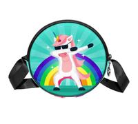 LVTISEE Salute Unicorn Rainbow Round Crossbody Bag Circle Purse for Women