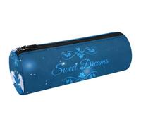 LVTISEE Silver Unicorns Blue Sweet Dreams Pencil Bag Pen Pouch Desk Organizer Makeup Bag