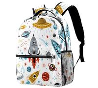 LVTISEE Space Rockets Planet Pattern Backpack Hiking Travel Rucksack School Bag Bookbag for Men Women