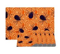 LVTISEE Spiders and Cobwebs Placemats for Dining Table Set of 4, Cloth Table Runner Heat-Resistant Stain Resistant Washable Kitchen Table Mats
