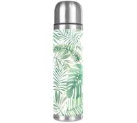 LVTISEE Superfresco Easy Mauritius Green Leaves Pattern Vacuum Flask Bottle Insulated Water Bottle Compact Stainless Steel Coffee Travel Mug 500ml