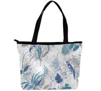 LVTISEE Superfresco Easy Tropic Blue Leaves Tote Bag for Women Top-Handle Purse Zipper Shoulder Bag Hobo Travel Shopping Handbag
