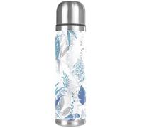 LVTISEE Superfresco Easy Tropic Blue Leaves Vacuum Flask Bottle Insulated Water Bottle Compact Stainless Steel Coffee Travel Mug 500ml