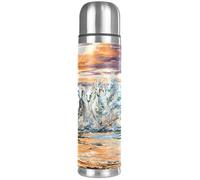 LVTISEE the Horses Running from Waves Vacuum Flask Bottle Insulated Water Bottle Compact Stainless Steel Coffee Travel Mug 500ml