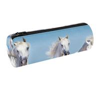 LVTISEE Three Horses Running on the Sea Pencil Bag Pen Pouch Desk Stationery Makeup Bag