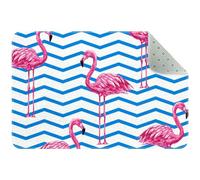 LVTISEE Tropical Pink Flamingo Blue Zigzag Pattern Area Rug Rugs Non-Slip Floor Mat Doormats for Living Room Bedroom Room Dorm Nursery 24 x 16 inches